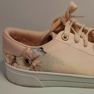 TED BAKER Lylas Womens FLORAL sneakers SIZE 5.5- 36 eu PINK BARBIE CORE preppy